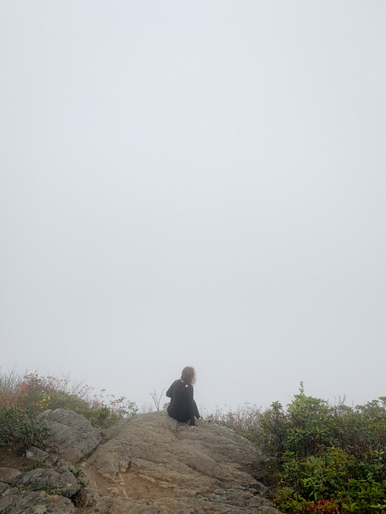 girl on misty mountain